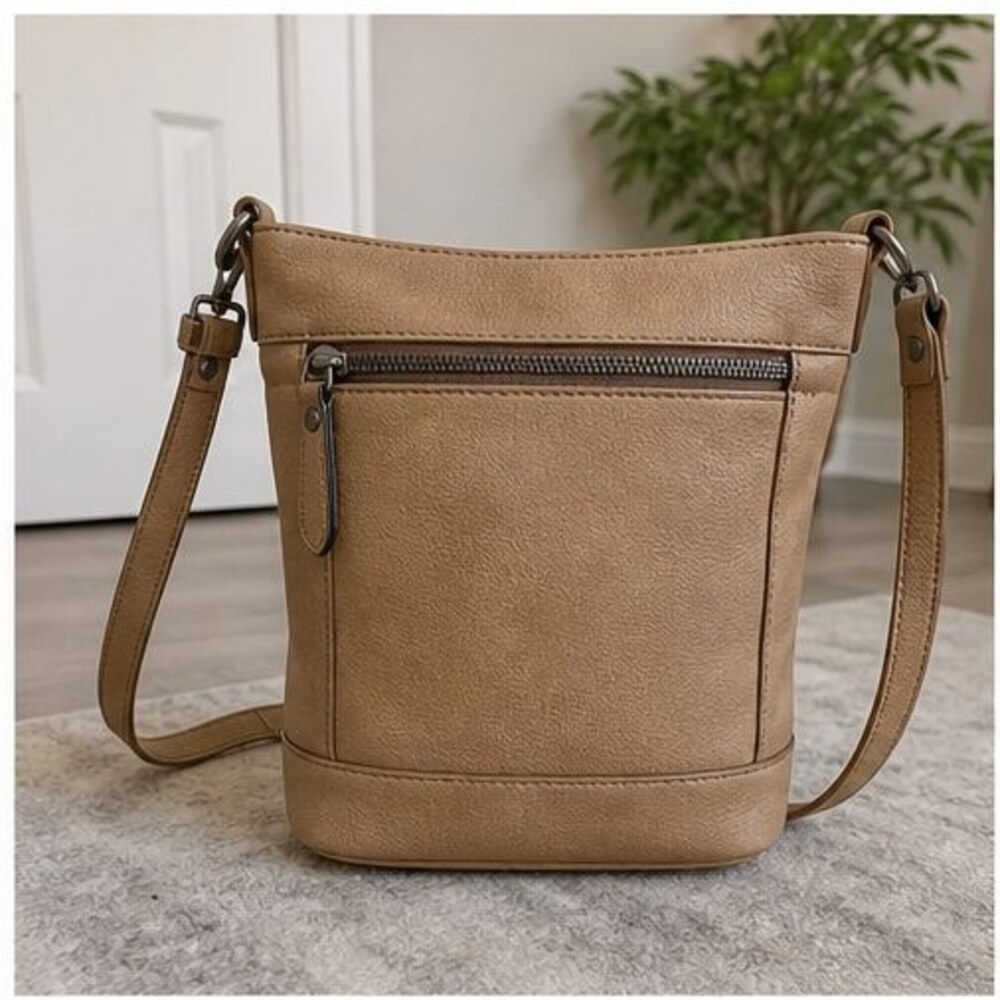 Cognac Woven Crossbody Bag